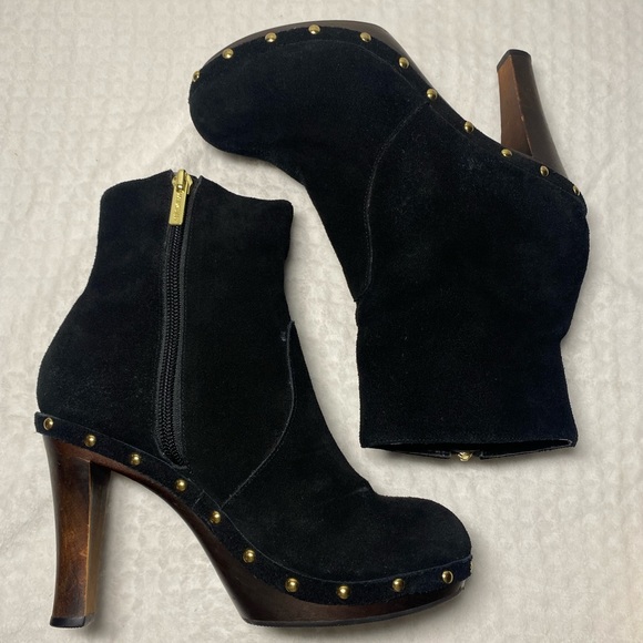 Colin Stuart Vintage Studded Suede Leather Ankle Boot Black Size 5 - Picture 5 of 11